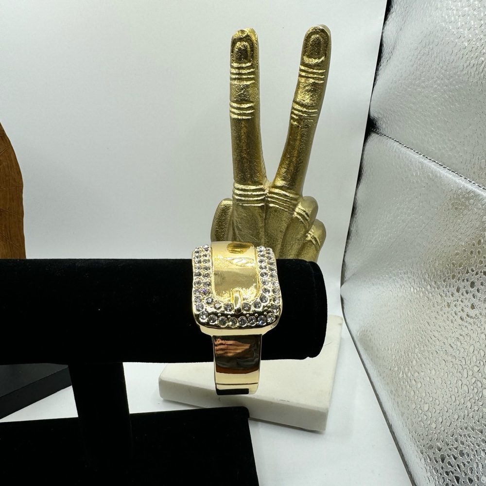 Impression Hinged Gold Tone and Crystal‎ Bracelet NWT